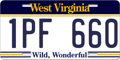 WV license plate 1PF660