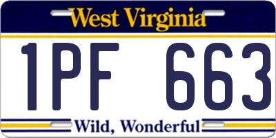 WV license plate 1PF663