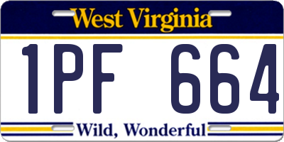 WV license plate 1PF664