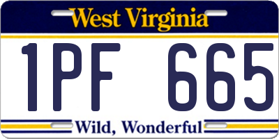 WV license plate 1PF665