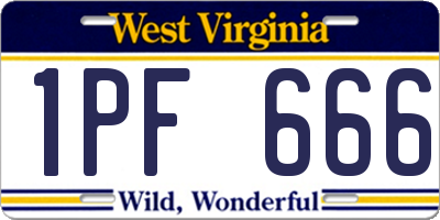 WV license plate 1PF666