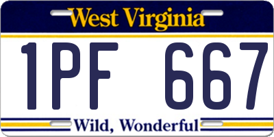 WV license plate 1PF667