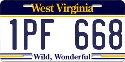 WV license plate 1PF668
