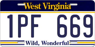 WV license plate 1PF669