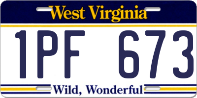 WV license plate 1PF673