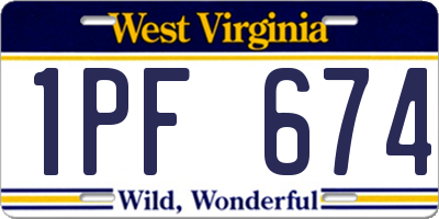 WV license plate 1PF674