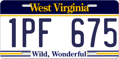 WV license plate 1PF675