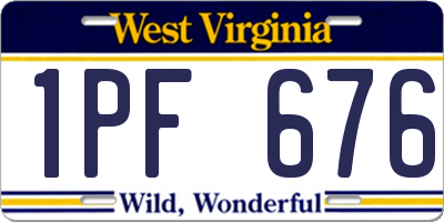 WV license plate 1PF676