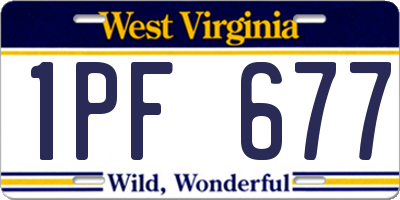 WV license plate 1PF677