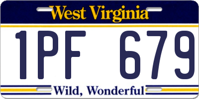 WV license plate 1PF679