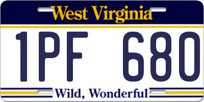 WV license plate 1PF680