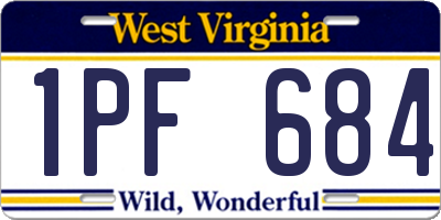 WV license plate 1PF684