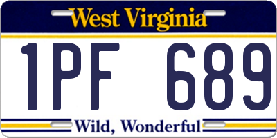 WV license plate 1PF689