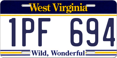 WV license plate 1PF694