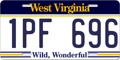 WV license plate 1PF696