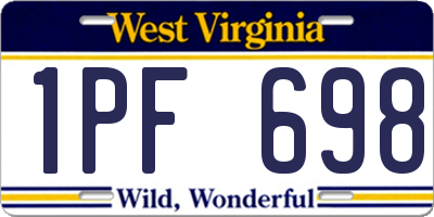 WV license plate 1PF698