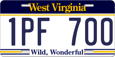 WV license plate 1PF700