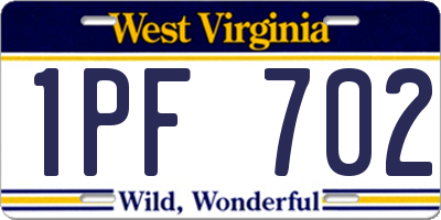 WV license plate 1PF702