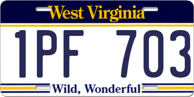 WV license plate 1PF703