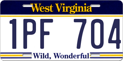 WV license plate 1PF704