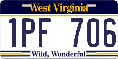 WV license plate 1PF706