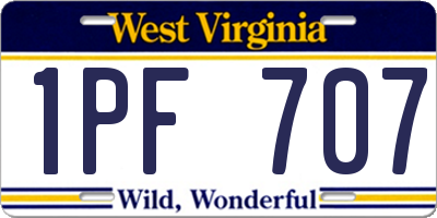 WV license plate 1PF707