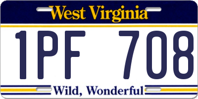 WV license plate 1PF708