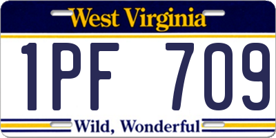 WV license plate 1PF709