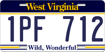 WV license plate 1PF712