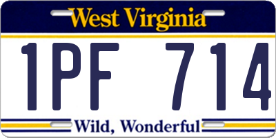 WV license plate 1PF714