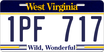 WV license plate 1PF717