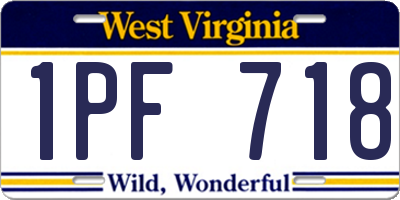 WV license plate 1PF718