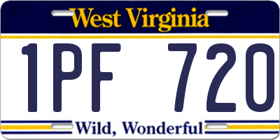 WV license plate 1PF720