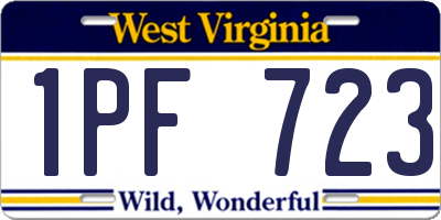 WV license plate 1PF723