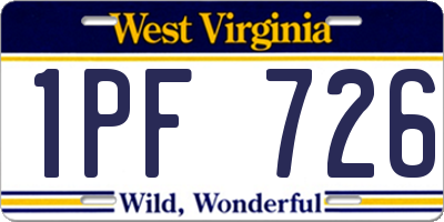 WV license plate 1PF726