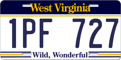 WV license plate 1PF727