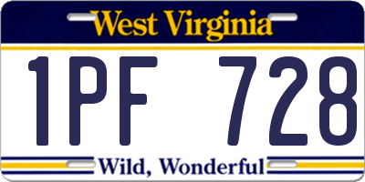 WV license plate 1PF728