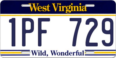 WV license plate 1PF729