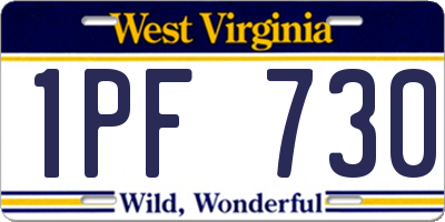 WV license plate 1PF730