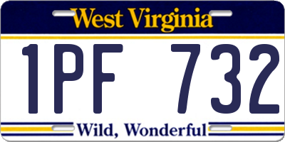 WV license plate 1PF732