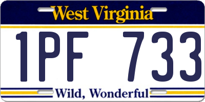 WV license plate 1PF733