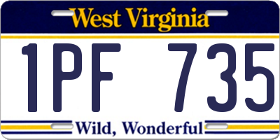 WV license plate 1PF735