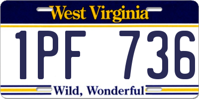 WV license plate 1PF736