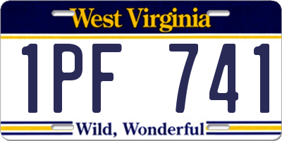 WV license plate 1PF741