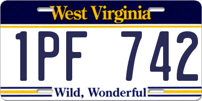 WV license plate 1PF742