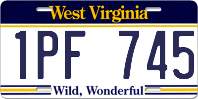 WV license plate 1PF745