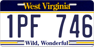 WV license plate 1PF746