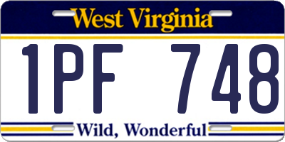 WV license plate 1PF748