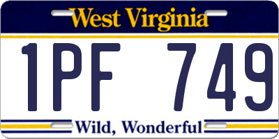 WV license plate 1PF749