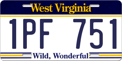 WV license plate 1PF751